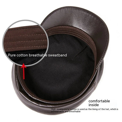 Premium Autumn and Winter Sheepskin Flat-top Hat in black and brown colors