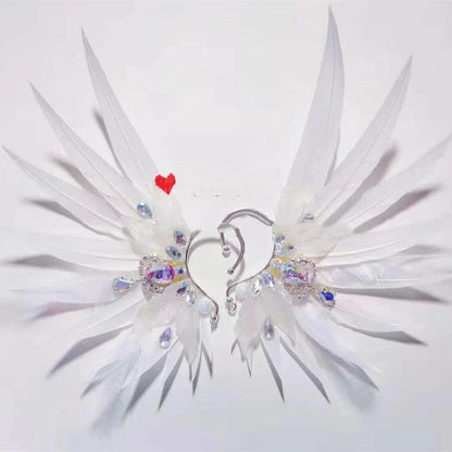 Elegant feather earrings with delicate angel wing design in various color options