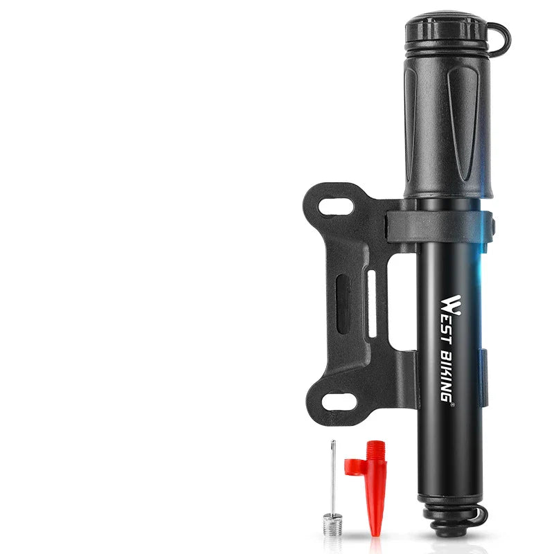 Compact and powerful air pump for inflating bicycle tires and basketballs up to 100 PSI