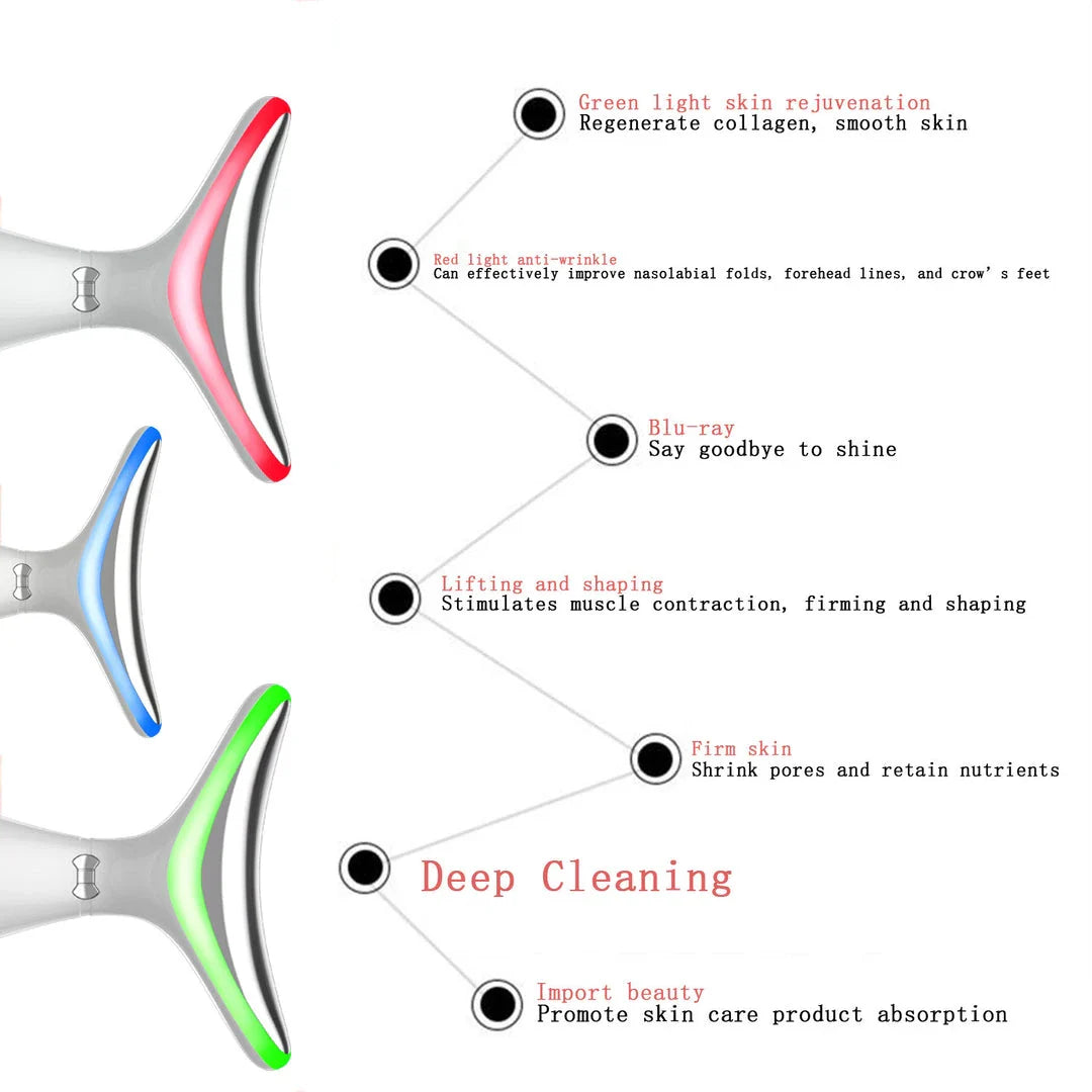 Color Light Neck Beauty Instrument - Neck Massaging Device with Vibration and Color-Changing Light Therapy