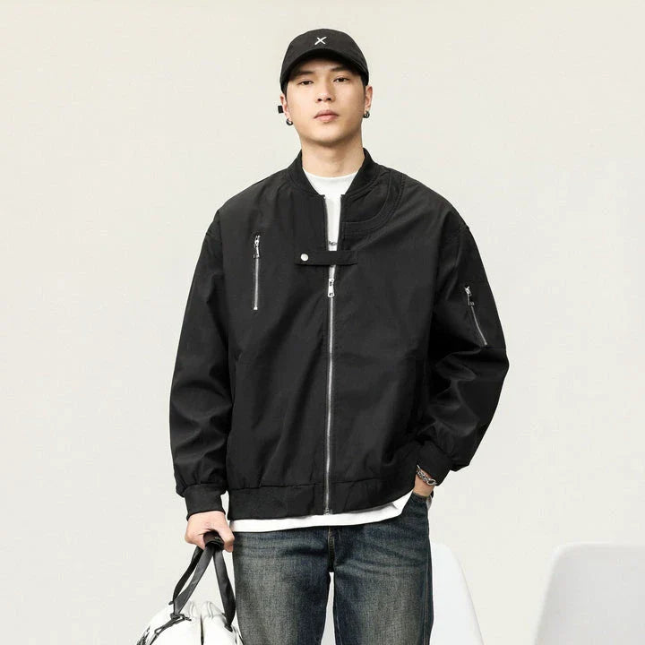 A versatile men's jumpsuit in a solid color design, made with premium polyester fabric for comfort and style.