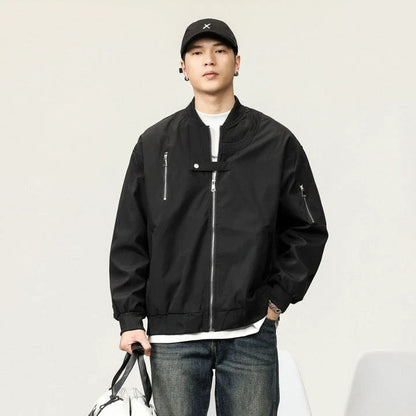 A versatile men's jumpsuit in a solid color design, made with premium polyester fabric for comfort and style.