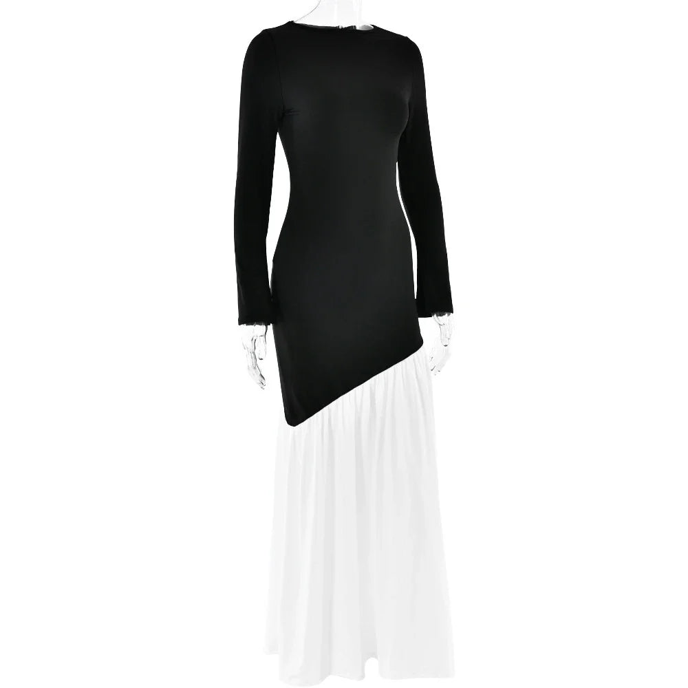 A stylish long sleeve dress with a slim, figure-flattering silhouette and classic round neckline