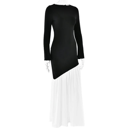 A stylish long sleeve dress with a slim, figure-flattering silhouette and classic round neckline