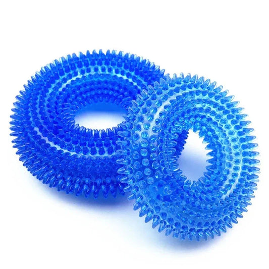 Interactive Squeak Chew Toy for Dogs of All Sizes - Durable TPR Construction, Engaging Squeak Sound, Thorn Circle Ring Design