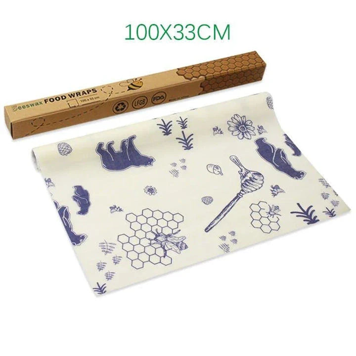 Reusable beeswax food wrap film in a variety of floral patterns, including yellow, green, beige, and white
