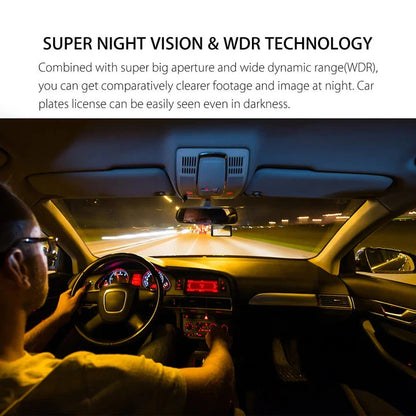 1080P Full HD Dual Dash Cam with Night Vision and 170 Degree Wide Angle Lens