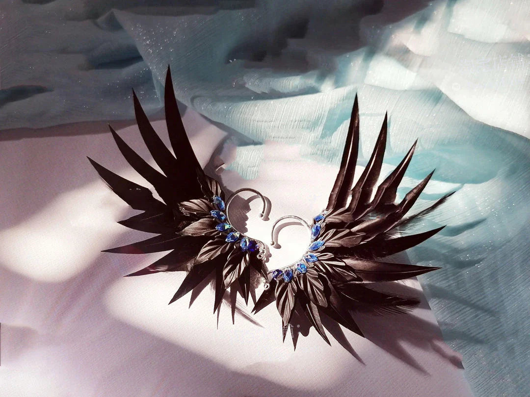 Elegant feather earrings with delicate angel wing design in various color options