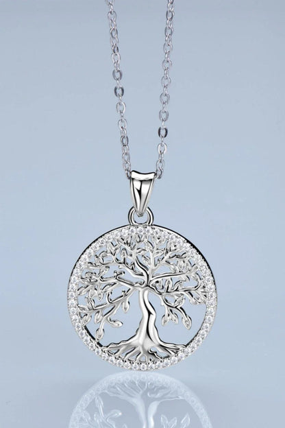 Elegant 925 Sterling Silver Moissanite Tree Pendant Necklace with Adjustable Chain