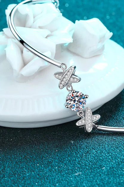 Elegant 1 carat moissanite bracelet with 925 sterling silver construction and rhodium-plated finish