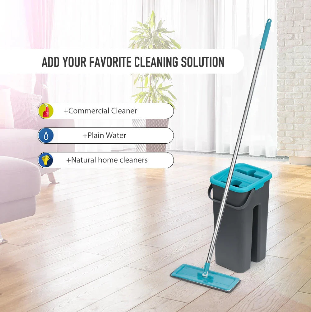 Flat Squeeze Mop with Spin Bucket for easy and efficient floor cleaning