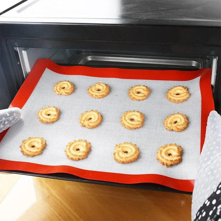 Premium silicone non-stick baking mat that resists high temperatures up to 500°F for easy, mess-free cooking and baking