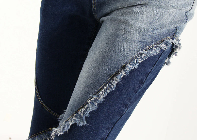 Hhomeenjoy US Trendy High-Waisted Slim Fit Jeans with Raw Edge Details