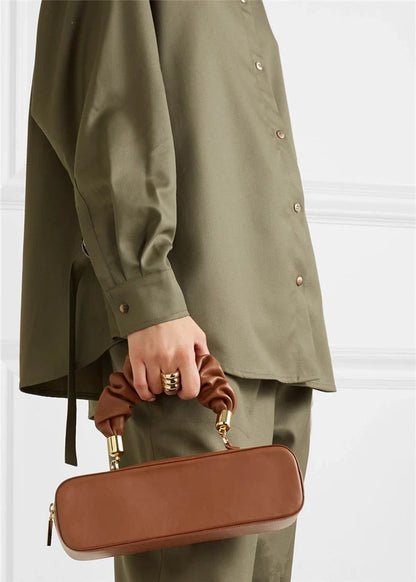 Chic Long Shoulder Diagonal Bag in Beige, Black, Dark Green, and Brown Colors