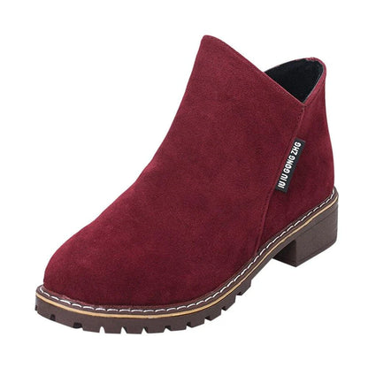 Stylish low-heel Frosted Martin Boots in a variety of colors, featuring a comfortable and versatile design for casual to formal wear.