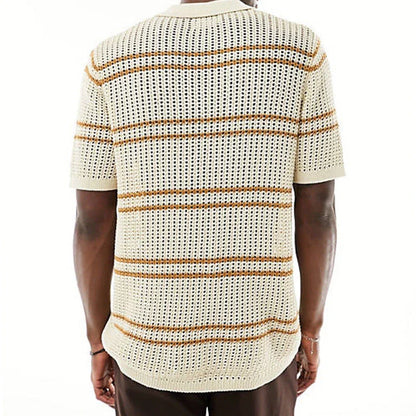 A classic men's knit cardigan with a stylish short-sleeve design, perfect for casual summer wear