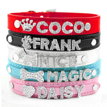 Dazzling Crystal Dog Collar made with premium leather and sparkling crystals, designed to elevate your pup's style