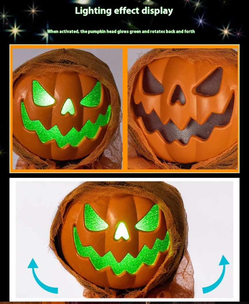 Illuminating Halloween decoration with a luminous hanging pumpkin design, perfect for adding spooky ambiance to your holiday celebrations