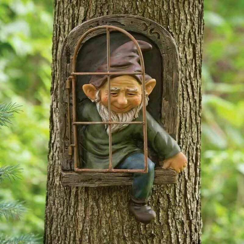 Hhomeenjoy Charming Elf Tree Hugger Statue for Whimsical Garden Decor