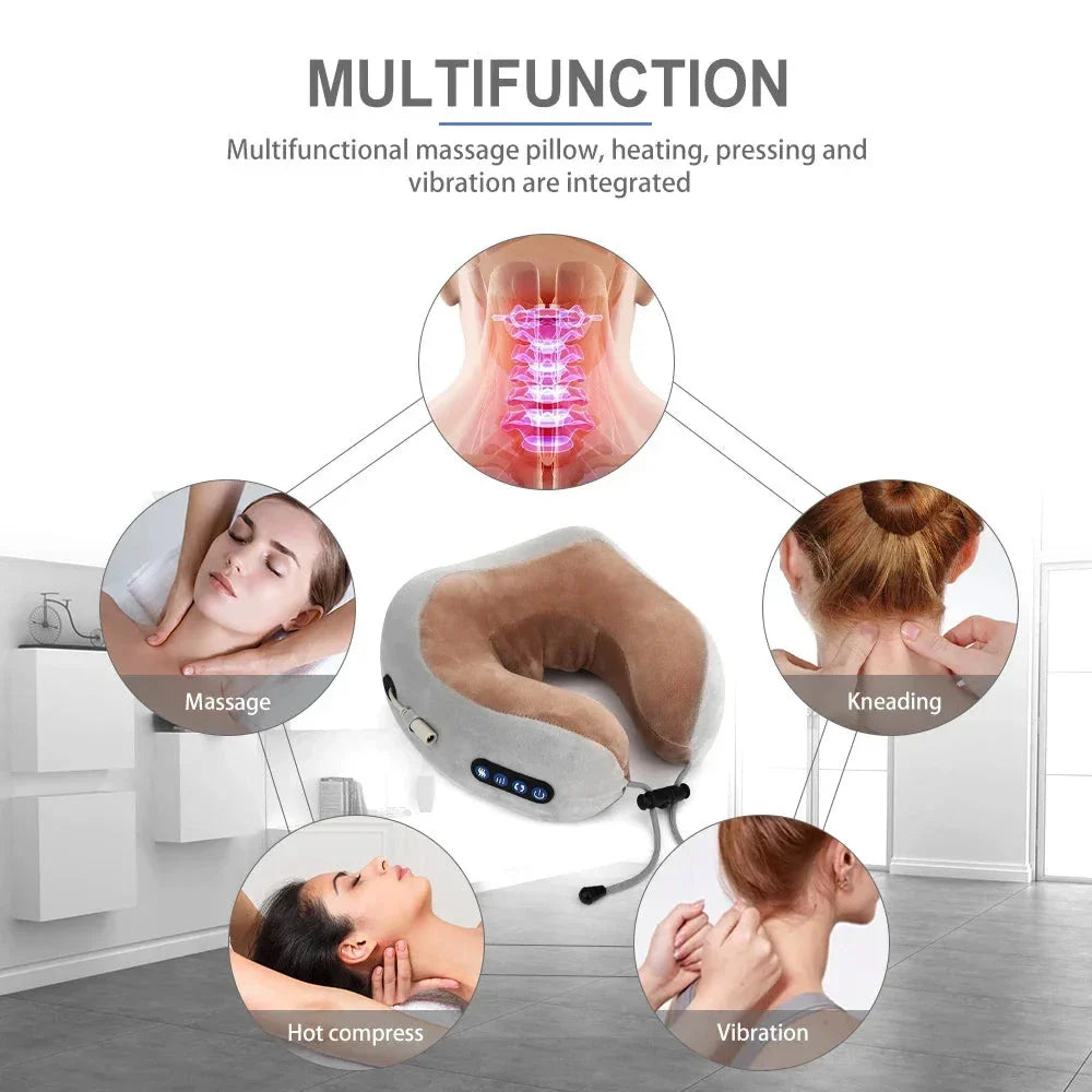 Ergonomic electric neck and shoulder massager with U-shaped design and adjustable massage settings