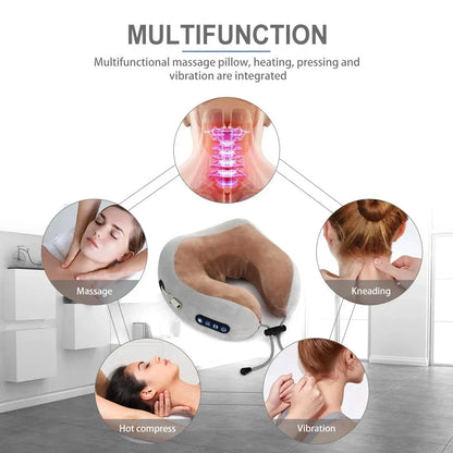 Ergonomic electric neck and shoulder massager with U-shaped design and adjustable massage settings