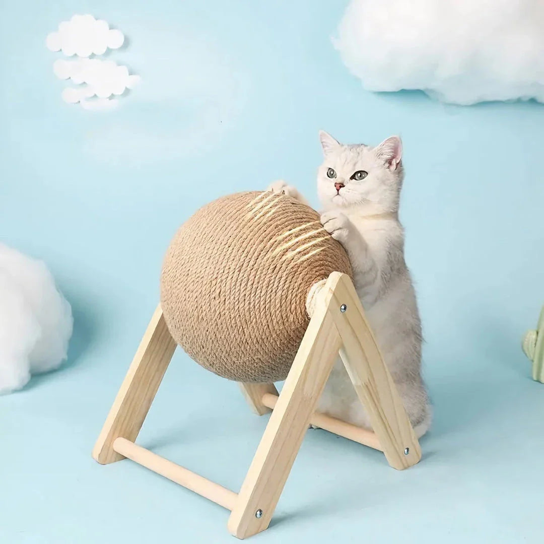 Premium sisal cat scratching ball toy with durable construction and modern design to protect furniture and entertain feline companions