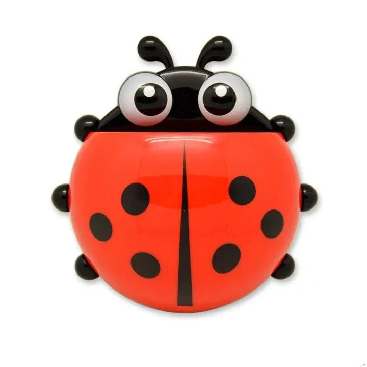 Colorful ladybug-shaped toothbrush holder with suction cup for easy wall mounting and organized storage