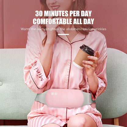 A portable menstrual heating pad with massage function to relieve period cramps and back pain