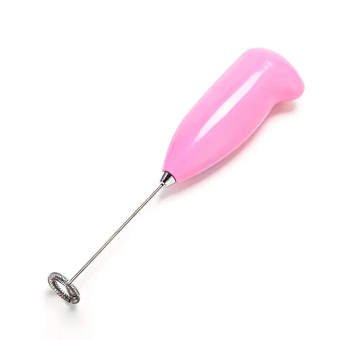 Portable electric milk frother and blender with sleek, ergonomic design and stainless steel mixing head