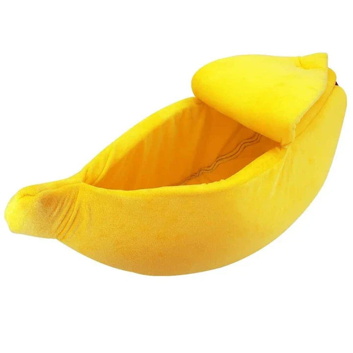 Comfy banana-shaped cat bed in various sizes, providing a cozy and supportive resting spot for feline companions
