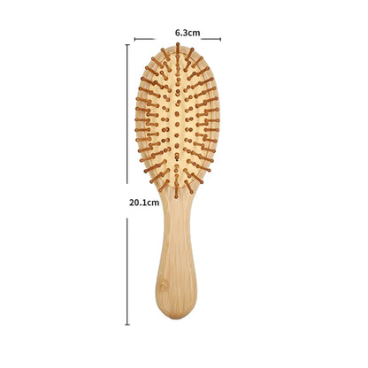 Bamboo Air Cushion Massage Comb with air cushion design for gentle, knot-free hair brushing