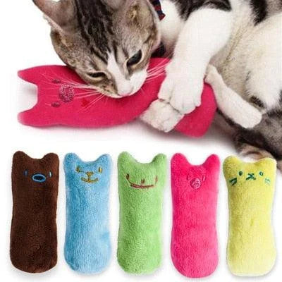 Cozy cotton-gray plush toy filled with catnip for playful cats