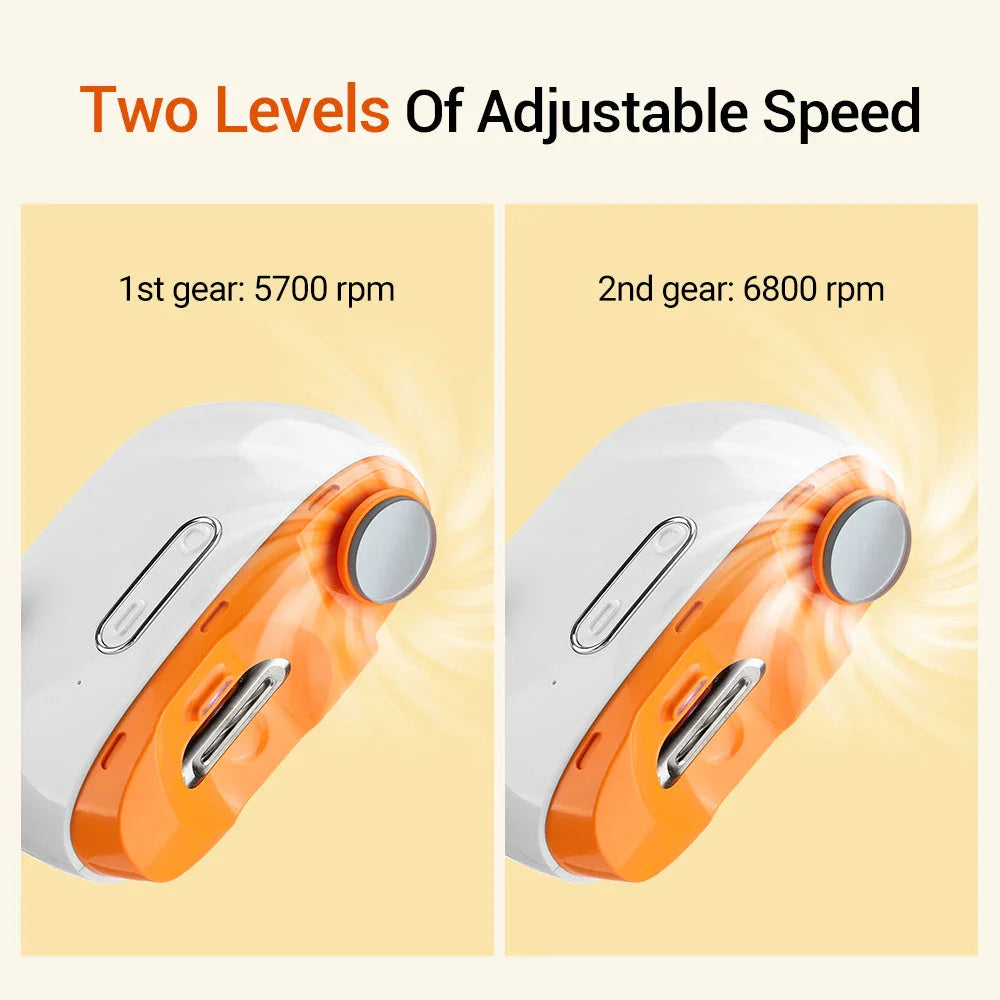 Cordless electric nail trimmer and polisher device with multiple attachments for grooming nails