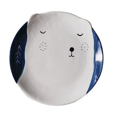 Charming ceramic plate with whimsical animal patterns, available in small and large sizes, perfect for serving meals and snacks.