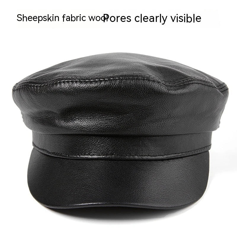 Hhomeenjoy Fashionable Autumn and Winter Sheepskin Flat-top Hat