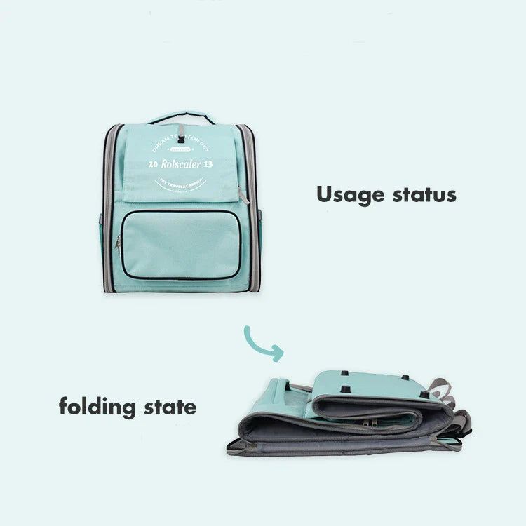 Breathable Oxford cloth pet carrier bag in grey, yellow, and blue colors with double-shoulder straps for comfortable carrying