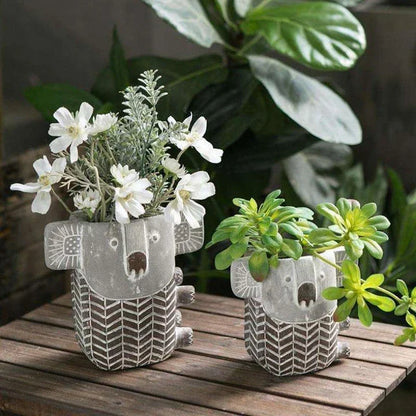 Retro Koala Cement Planter in Small and Large Sizes, Ideal for Succulents and Flowers, Decorative Home and Office Accessory