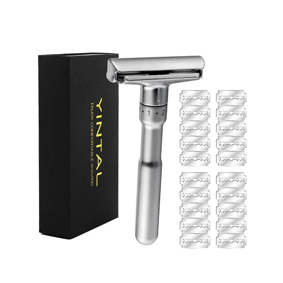 Customizable zinc alloy safety razor with adjustable settings for a close, smooth shave