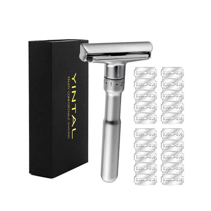 Customizable zinc alloy safety razor with adjustable settings for a close, smooth shave