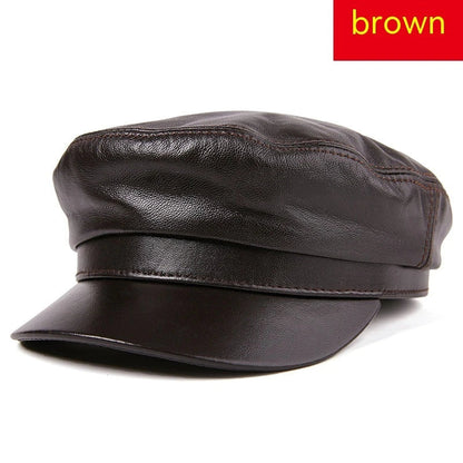 Premium Autumn and Winter Sheepskin Flat-top Hat in black and brown colors