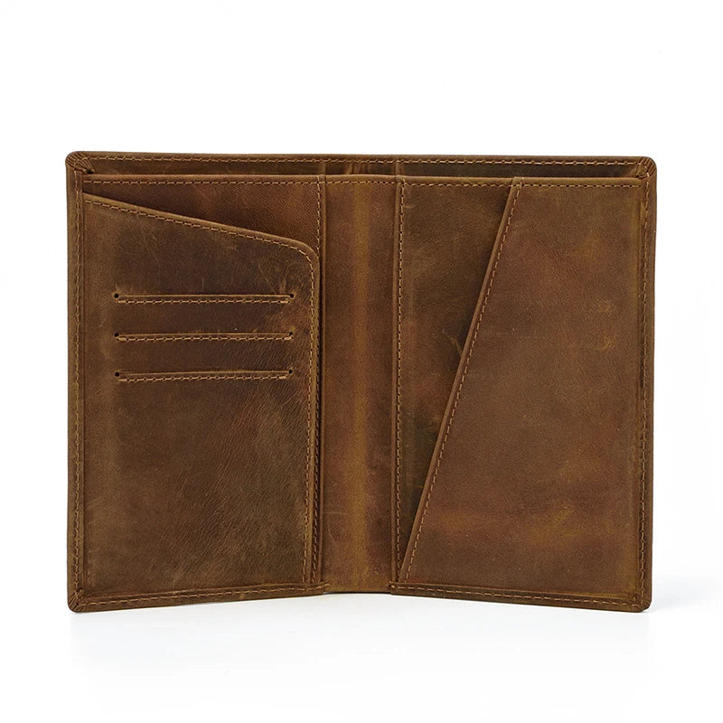 Premium Leather Passport Wallet with Multiple Compartments and Slots for Secure Organization