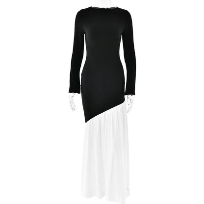 A stylish long sleeve dress with a slim, figure-flattering silhouette and classic round neckline