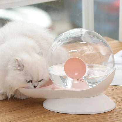 2.8L snail-shaped automatic pet water fountain in pink color for cats and dogs