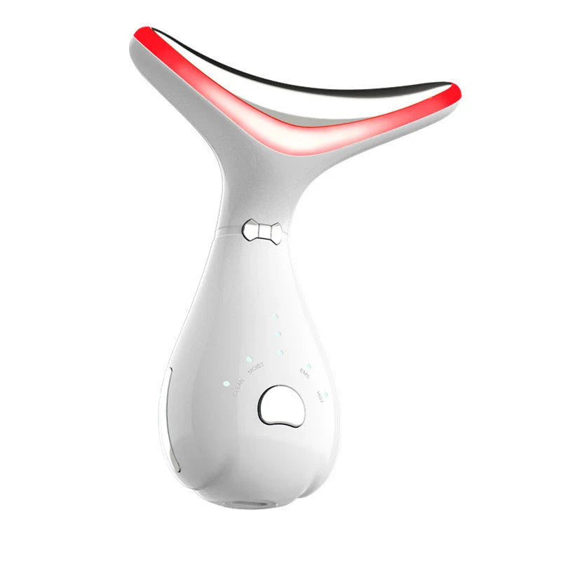 Color Light Neck Beauty Instrument - Neck Massaging Device with Vibration and Color-Changing Light Therapy