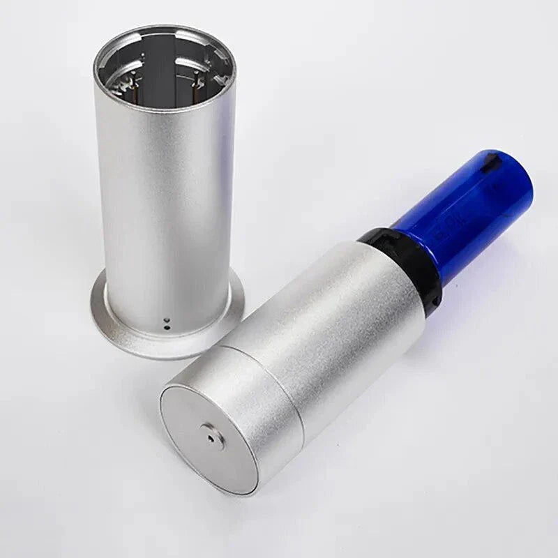 Elegant 120ml electric aroma diffuser with sleek metal design in black or silver, providing wide coverage and quiet operation for any space