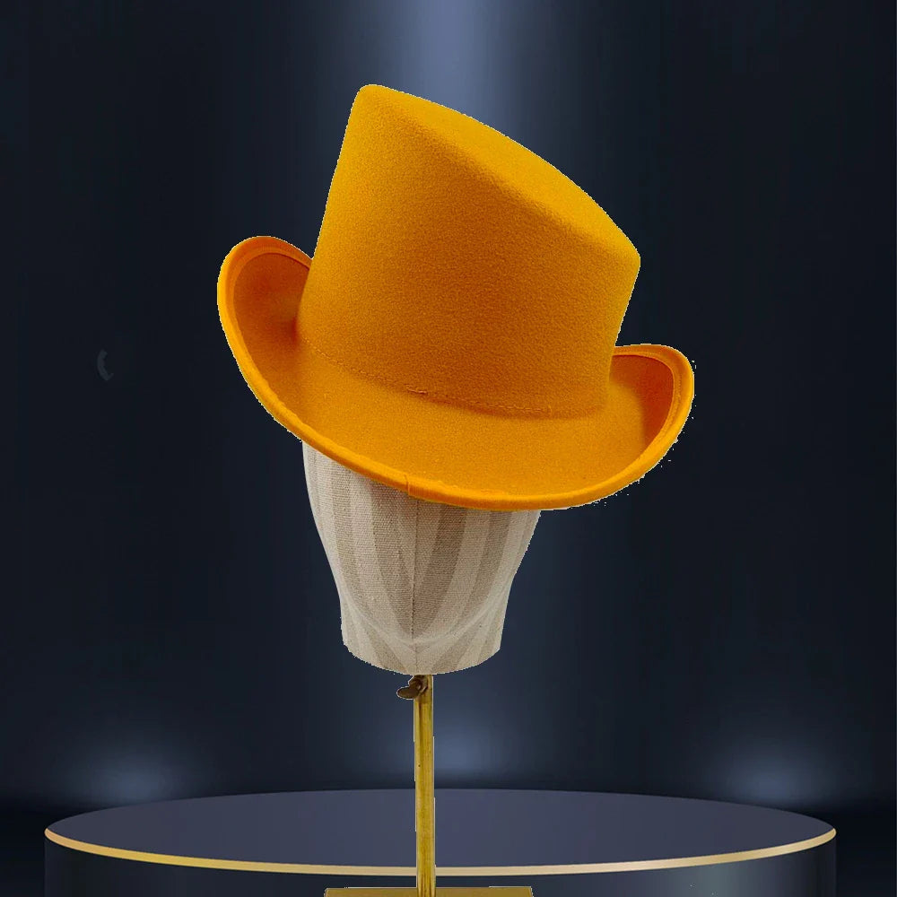Soft, wool flat top roll brim hat in a variety of colors for men, perfect for autumn and winter wear