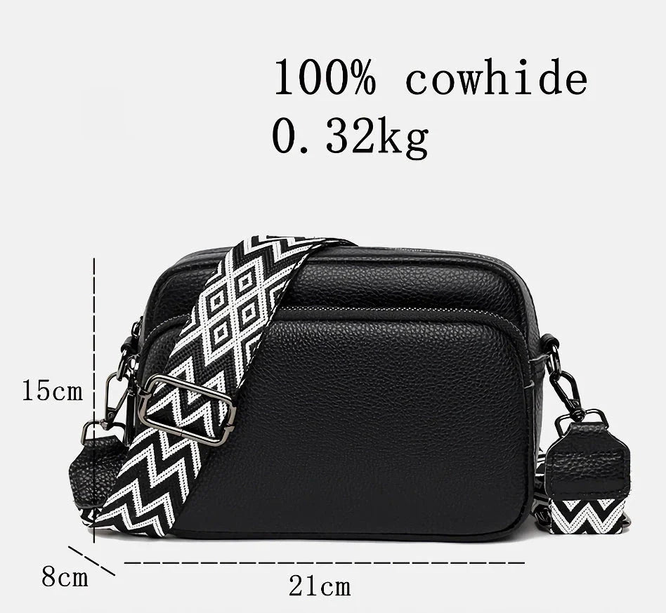 Stylish and functional genuine leather crossbody bag for women with interior organization pockets