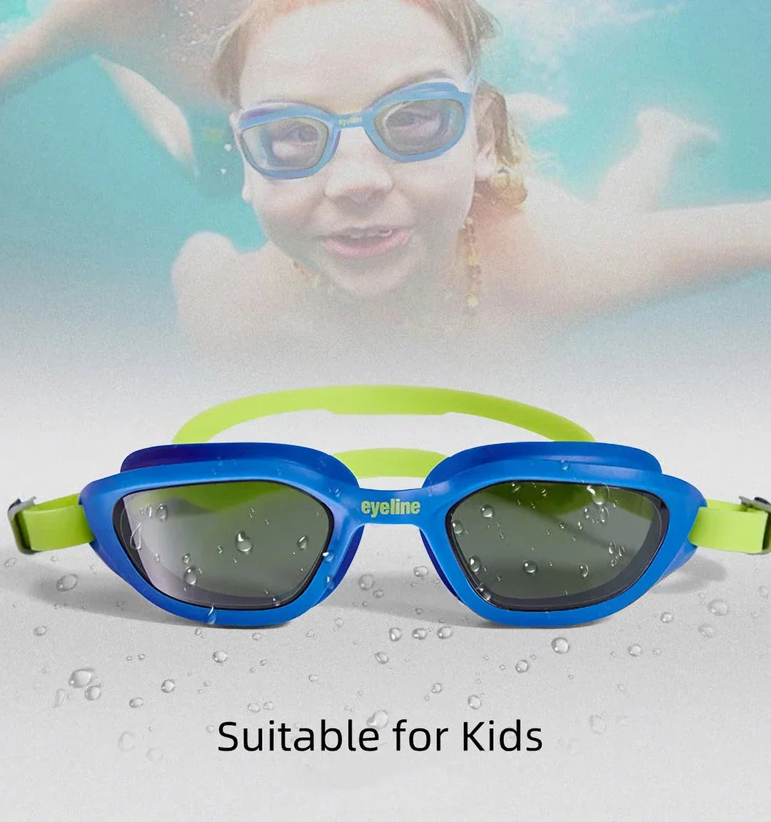 Premium swimming goggles with anti-fog coating for clear underwater vision and comfortable fit