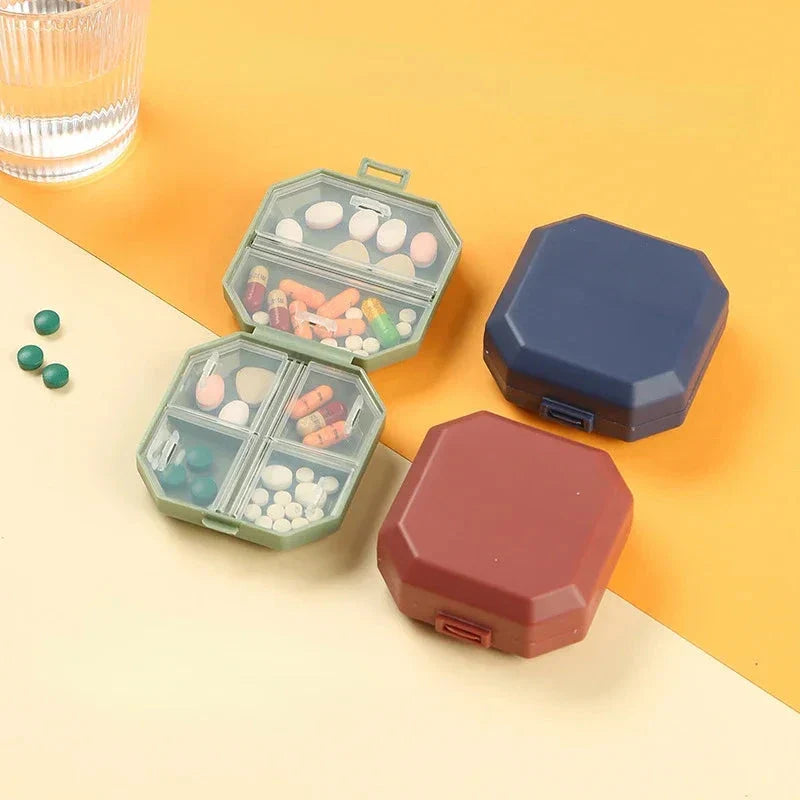 Hhomeenjoy Compact Portable Pill Box - 6 Compartment Travel Organizer for Medication
