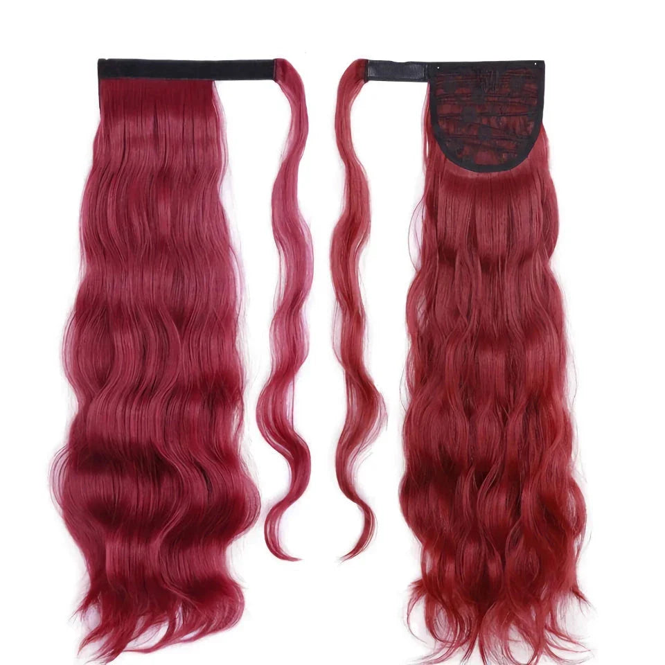 Glamorous blonde wavy clip-in ponytail for a Hollywood-inspired hairstyle